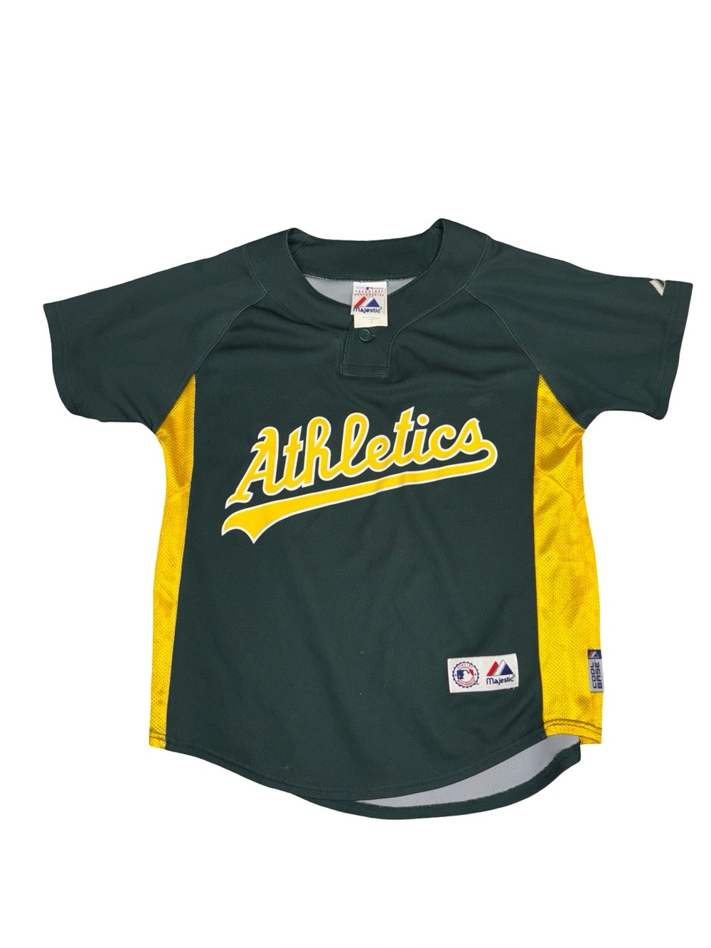 Majestic Oakland Athletics Youth Medium Green Yellow Cool Base Jersey
